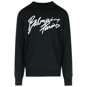 Balmain Black Merino Wool Sweater Men
